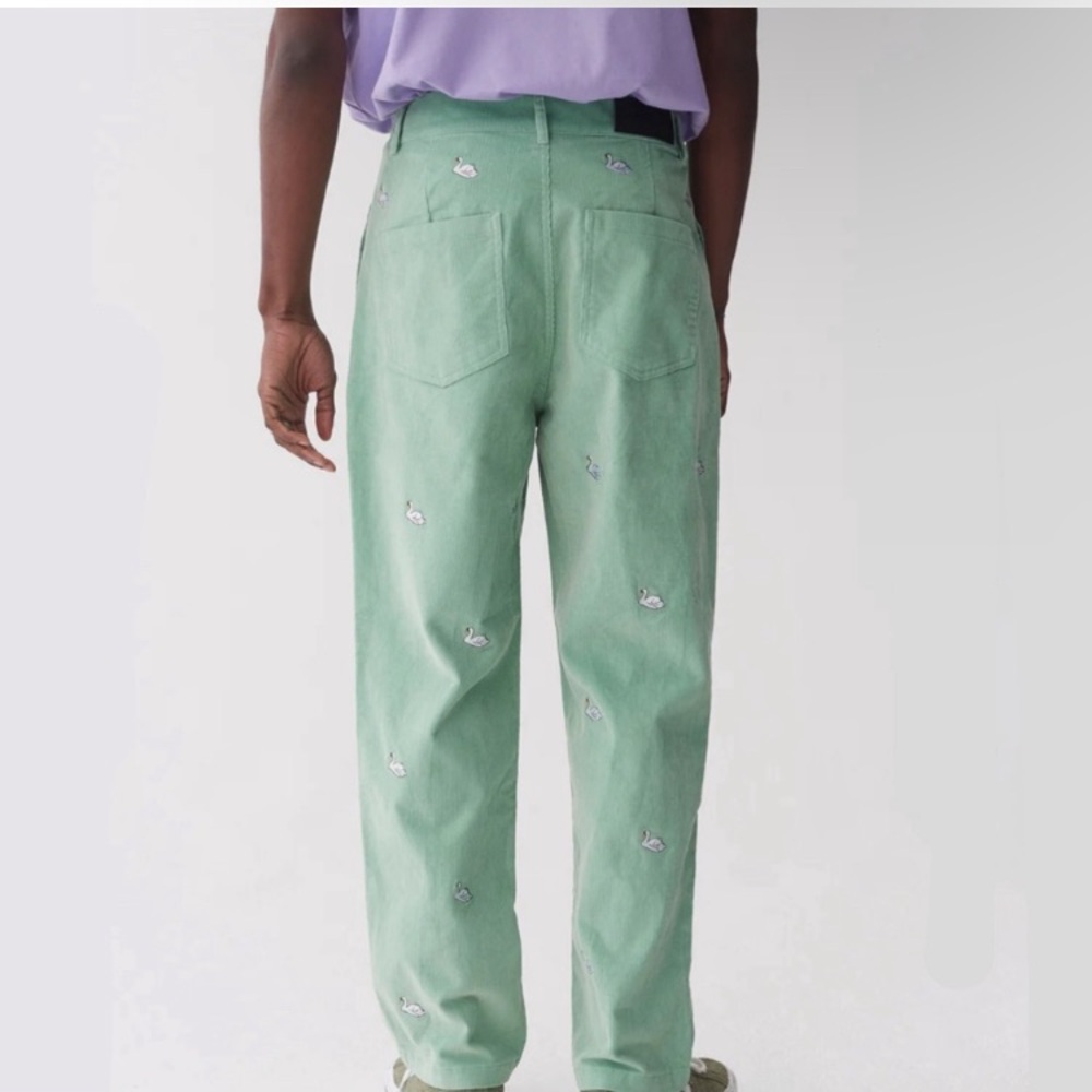 Lazy Oaf Swan Song Embroidered Corduroy Pants Men… - image 2